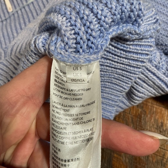 Free People Cropped V-Neck Sweater Light Blue Balloon Sleeve Women’s Small - Picture 3 of 7